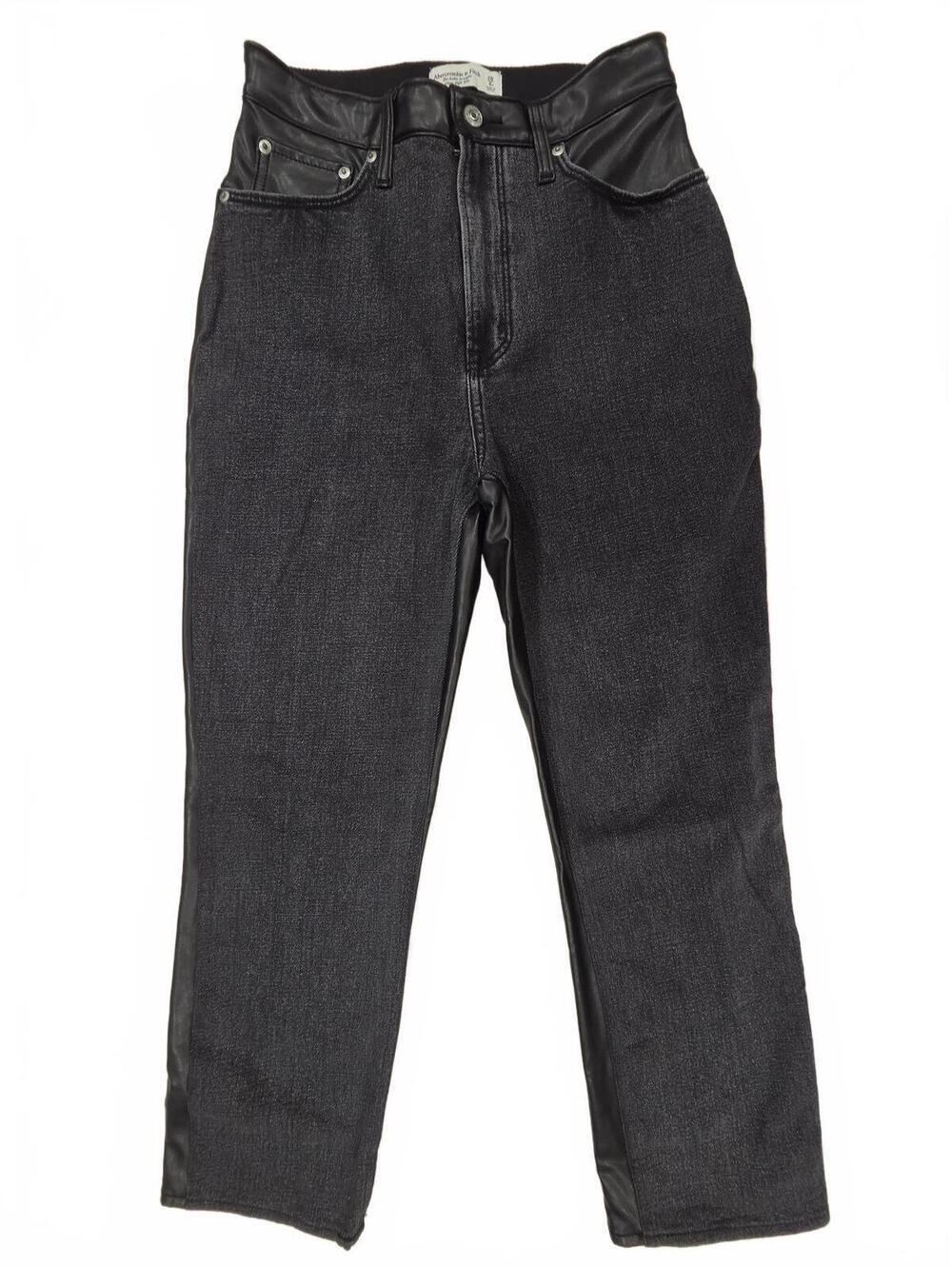 Abercrombie Curve Love Ultra High Rise Ankle Straight Jeans Faux Leather 28 6R